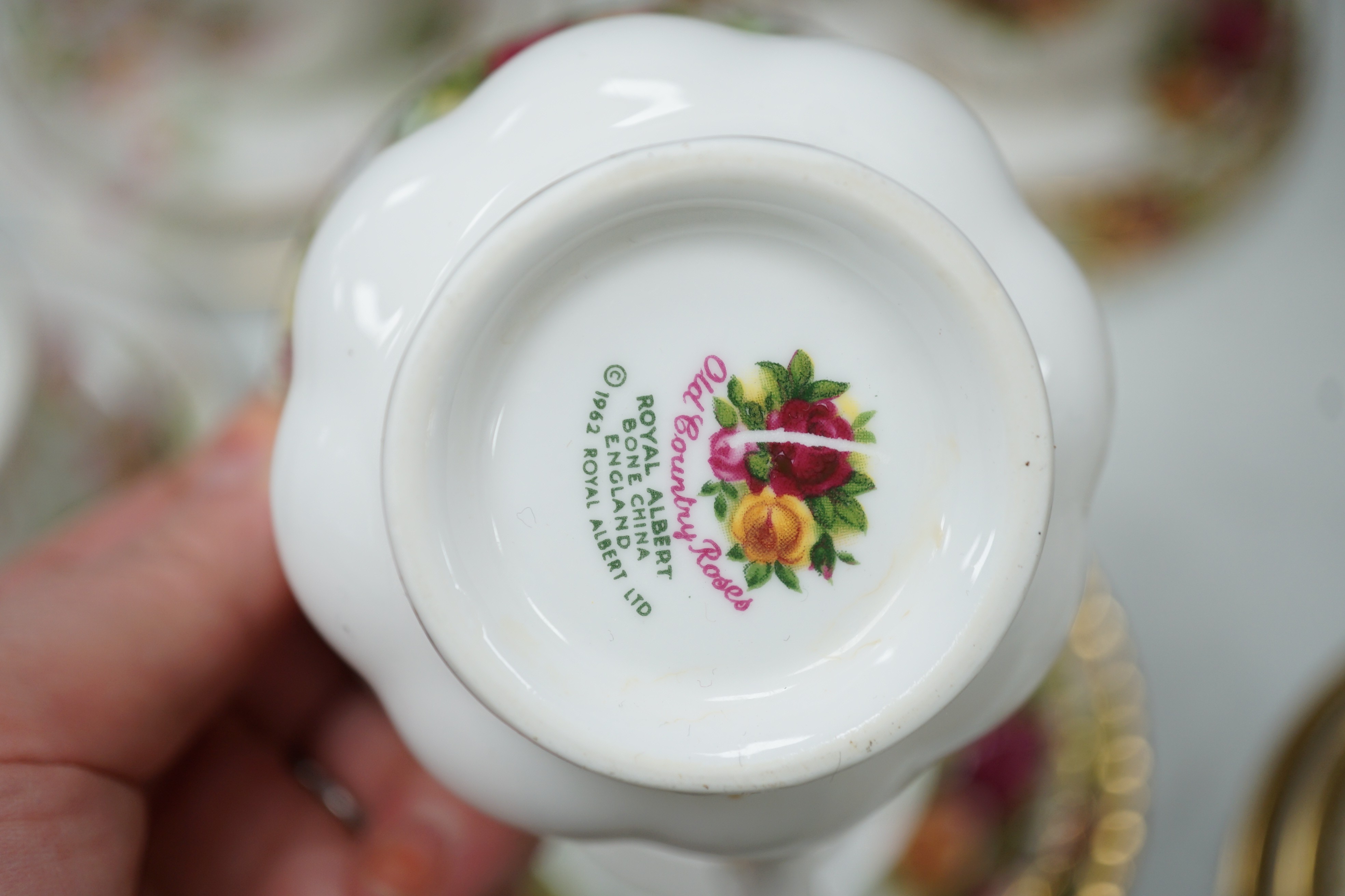 Four sets and part sets of bone china tableware, to include Royal Doulton Apple Blossom H4899, Royal Albert Old Country Roses, Paragon Athena, Tuscan Windsor, and Royal Vale D669. Approx 84 pieces